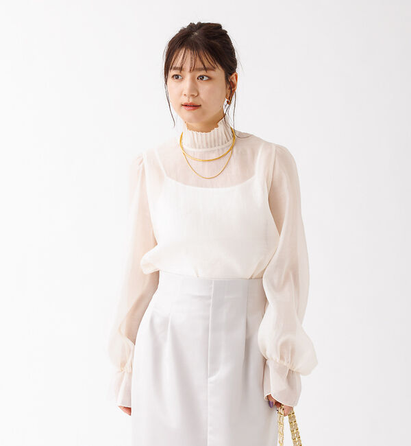 Rouge vif「プリーツネックシアーブラウス」|シャツ・ブラウス|