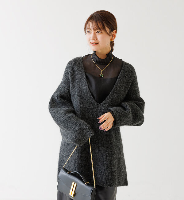 Rouge vif「プリーツネックシアーブラウス」|シャツ・ブラウス|