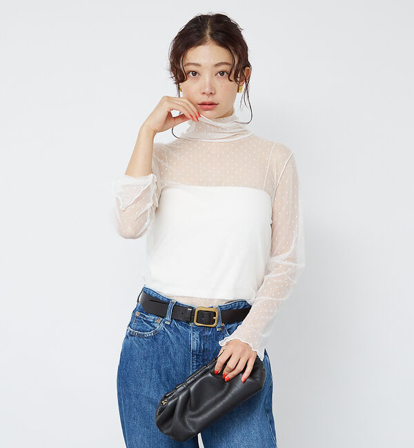 Rouge vif「ドットチュールシアータートル」|Tシャツ・カットソー|