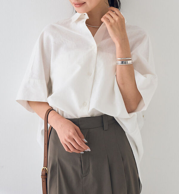 Rouge vif「麻混変形フォルムシャツ」|シャツ・ブラウス|ホワイト