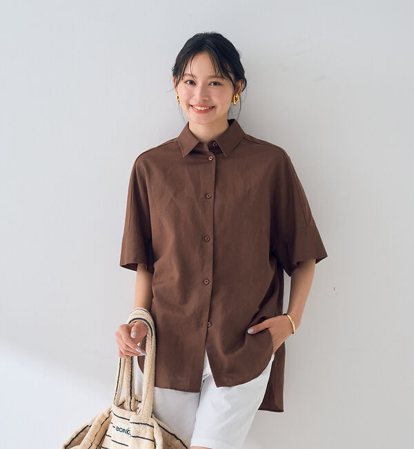 Rouge vif「麻混変形フォルムシャツ」|シャツ・ブラウス|