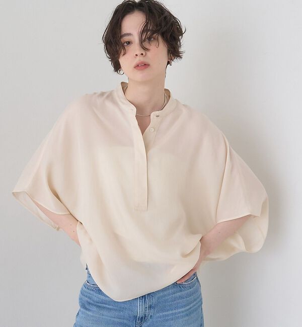 Rouge vif「【セットアップ対応】キュプラフィブリルドレープスキッパーブラウス」|シャツ・ブラウス|アイボリー