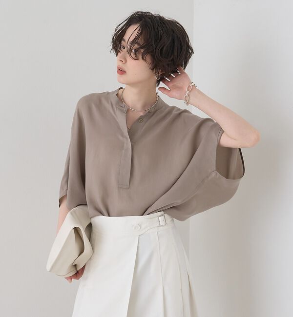 Rouge vif「【セットアップ対応】キュプラフィブリルドレープスキッパーブラウス」|シャツ・ブラウス|