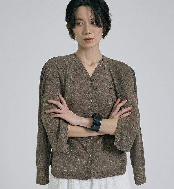 qualite「【昨年大人気アイテム！新色追加】ラメニットカーディガン」|カーディガン|