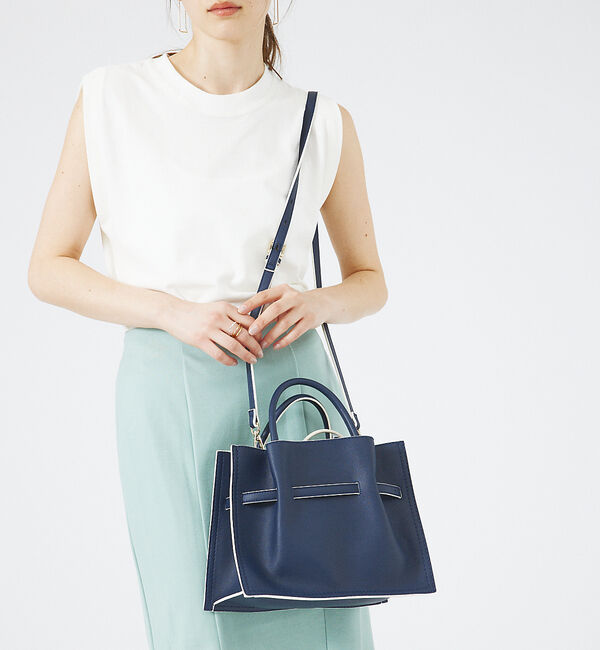 LOWELL things「【TVドラマ使用商品】Swell/2WAYギャザーオープントートBAG mini」|ショルダー・メッセンジャー|ネイビー