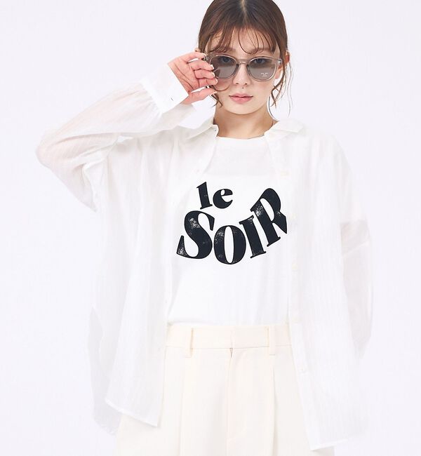 abahouse mavie「【やわらかに透ける】シアーストライプシャツ」|シャツ・ブラウス|ホワイト