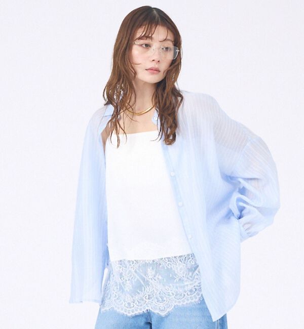 abahouse mavie「【やわらかに透ける】シアーストライプシャツ」|シャツ・ブラウス|