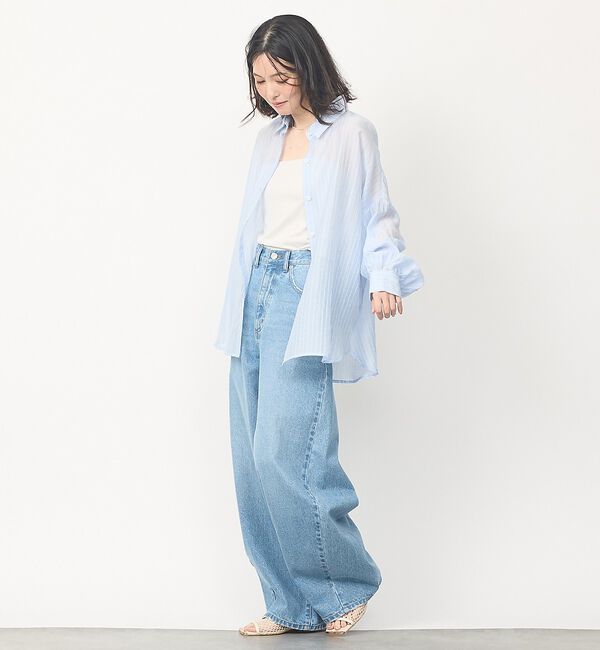 abahouse mavie「【やわらかに透ける】シアーストライプシャツ」|シャツ・ブラウス|