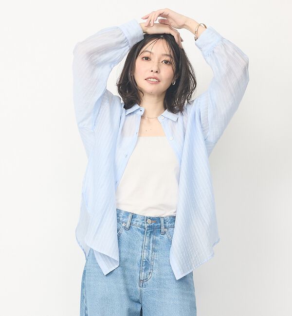 abahouse mavie「【やわらかに透ける】シアーストライプシャツ」|シャツ・ブラウス|