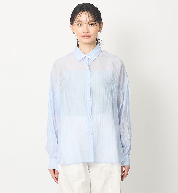 abahouse mavie「【やわらかに透ける】シアーストライプシャツ」|シャツ・ブラウス|