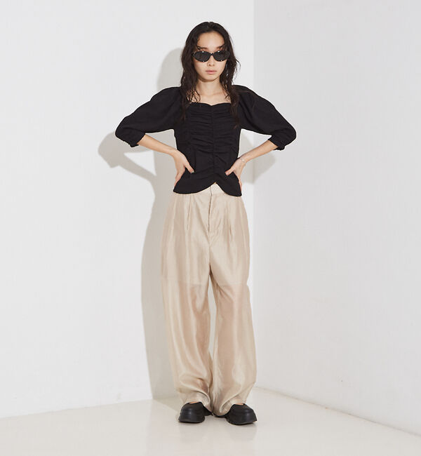 NOMINE「シャーリング ボリュームスリーブ2WAYプルオーバー」|Tシャツ・カットソー|