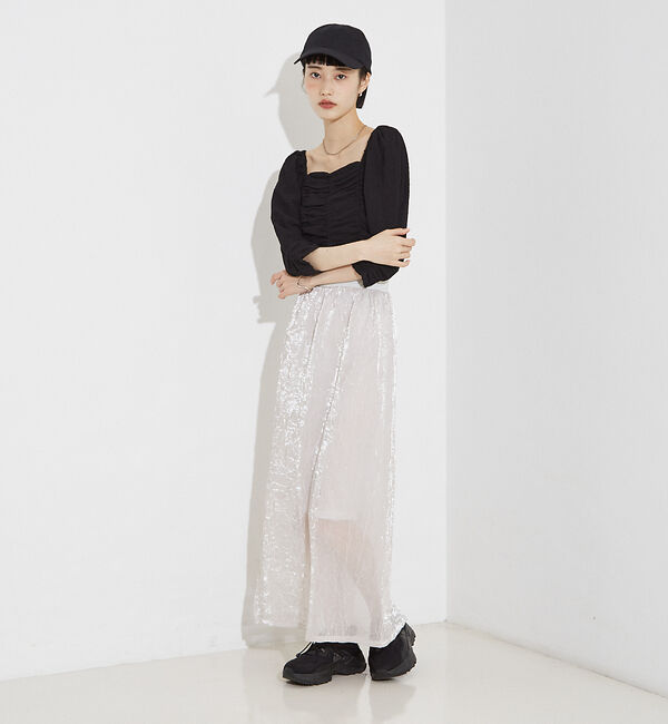 NOMINE「シャーリング ボリュームスリーブ2WAYプルオーバー」|Tシャツ・カットソー|