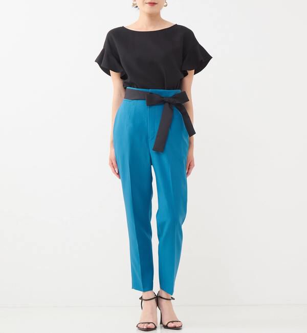 TIARA「バイカラーリボンベルトハイウエストテーパードパンツ」|その他|