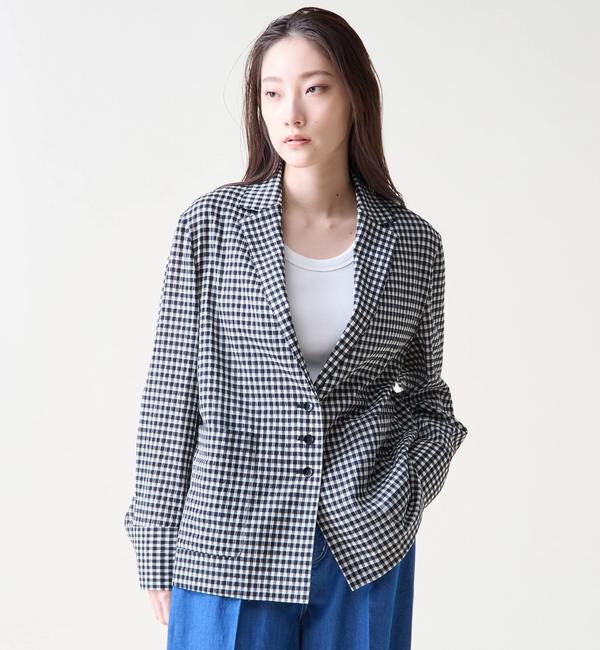 TIARA「ギンガムチェックブラウスジャケット」|テーラードジャケット|