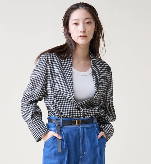 TIARA「ギンガムチェックブラウスジャケット」|テーラードジャケット|