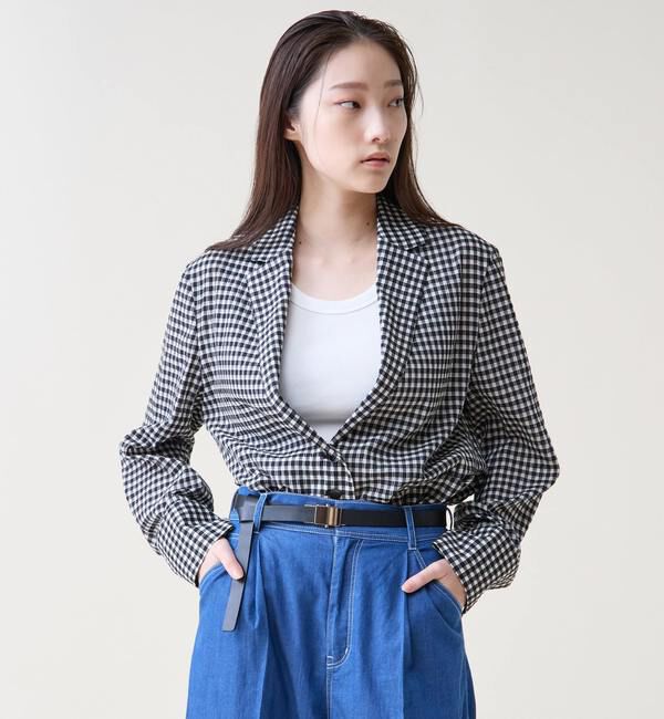 TIARA「ギンガムチェックブラウスジャケット」|テーラードジャケット|