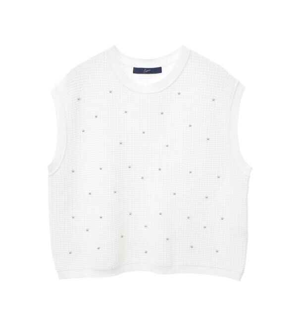 SOFFITTO「シルバービジュー付ニット」|ニット・セーター|ホワイト