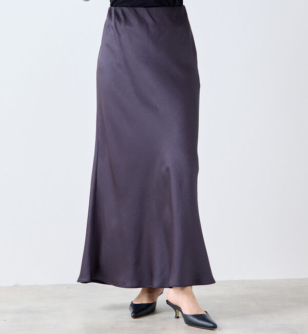 SOFFITTO「バイアスフレアーサテンスカート」|スカート|チャコールグレー