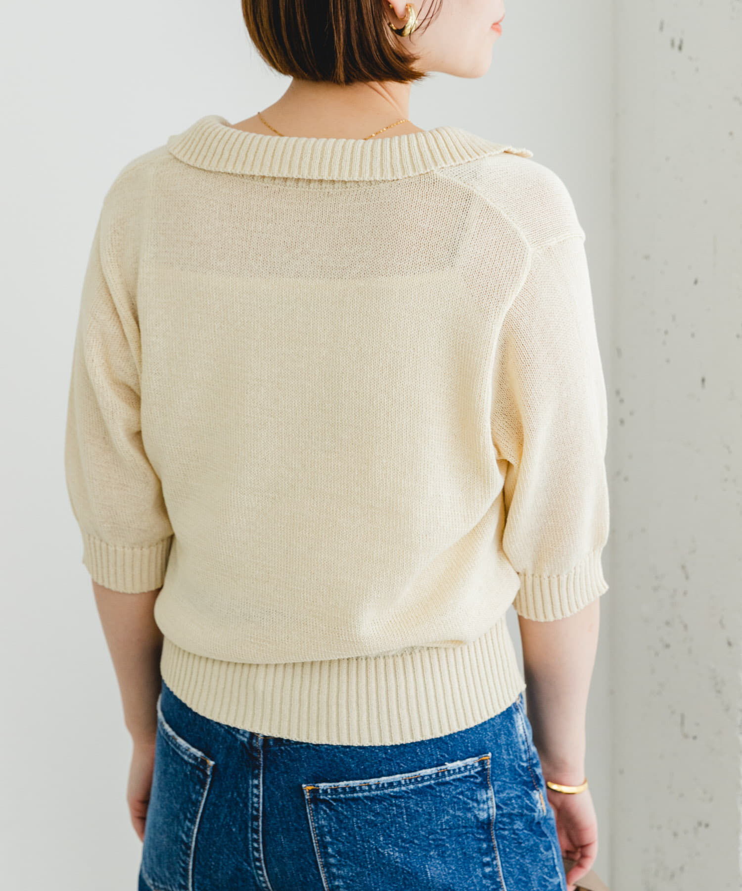 URBAN RESEARCH ROSSO「F by ROSSO　オープンカラーサマーニット」|ニット・セーター|