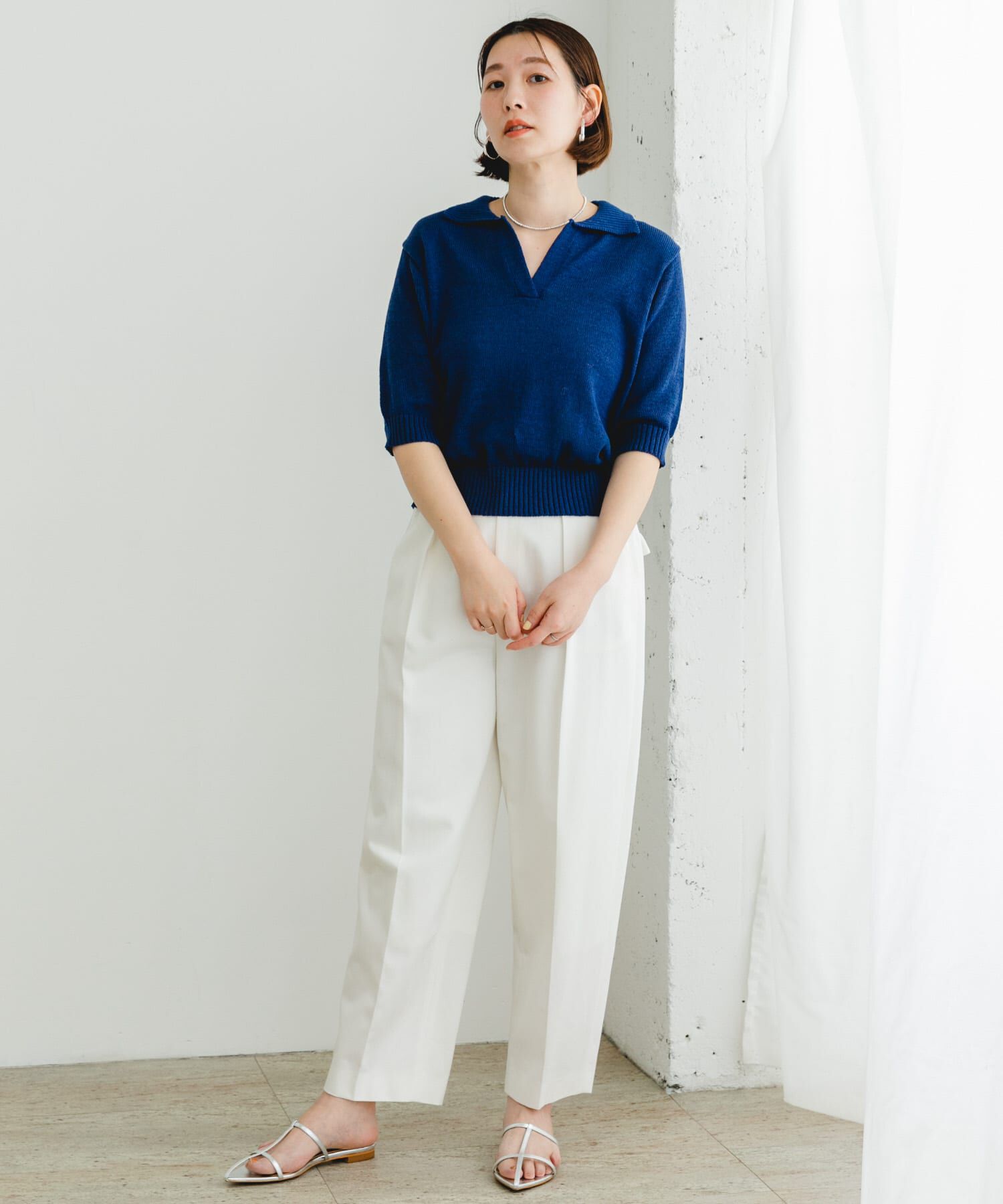 URBAN RESEARCH ROSSO「F by ROSSO　オープンカラーサマーニット」|ニット・セーター|