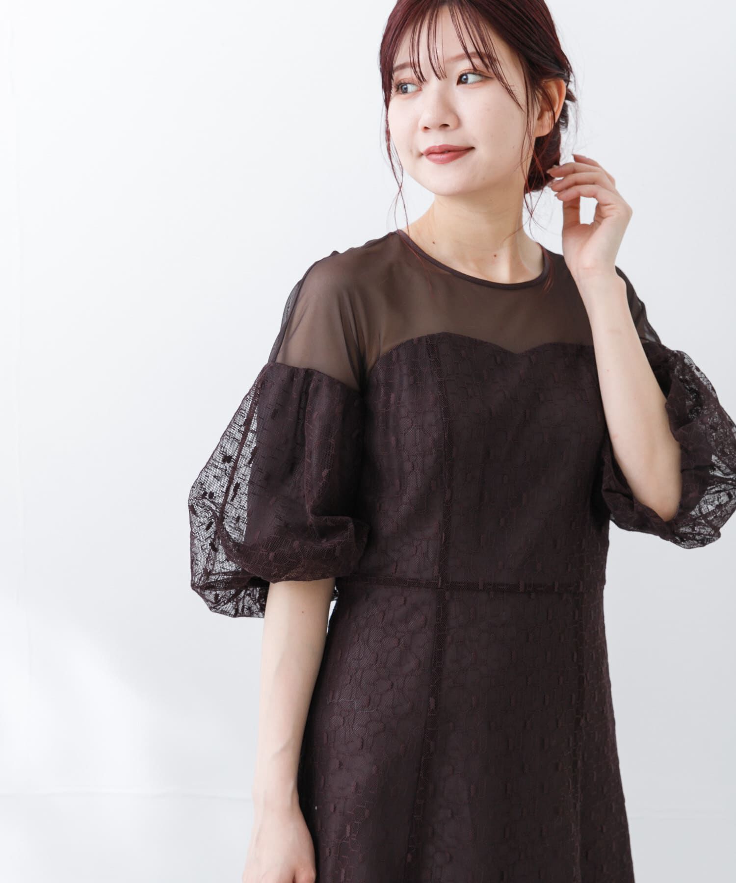 URBAN RESEARCH ROSSO「幾何学レースドレス」|ワンピース|ブラウン