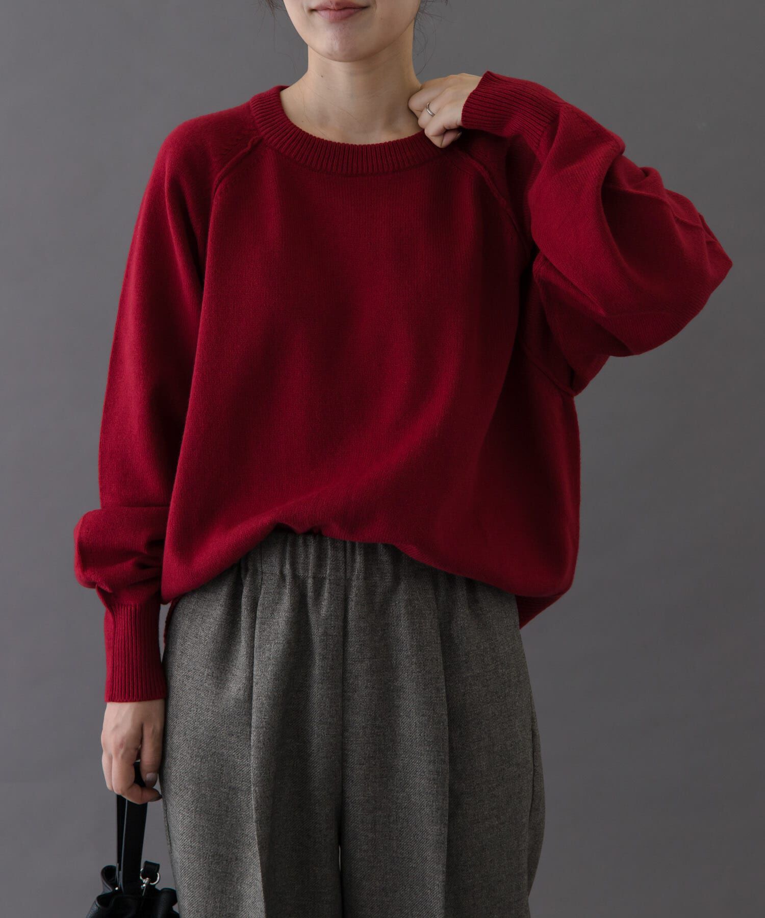 URBAN RESEARCH DOORS「FORK&SPOON　ラグランニットプルオーバー」|ニット・セーター|レッド