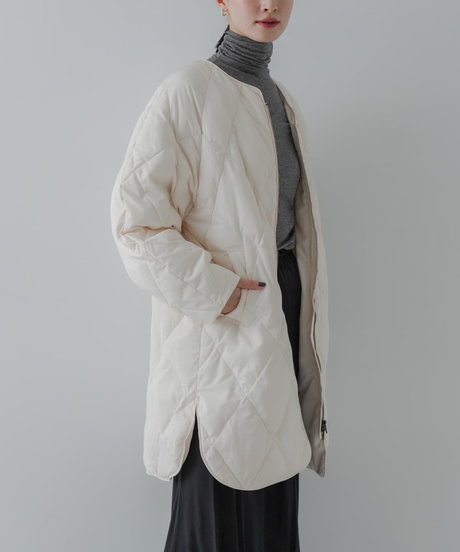 URBAN RESEARCH「『Sサイズ/WEB限定』コクーンキルティングロングダウン」|ダウン|オフホワイト