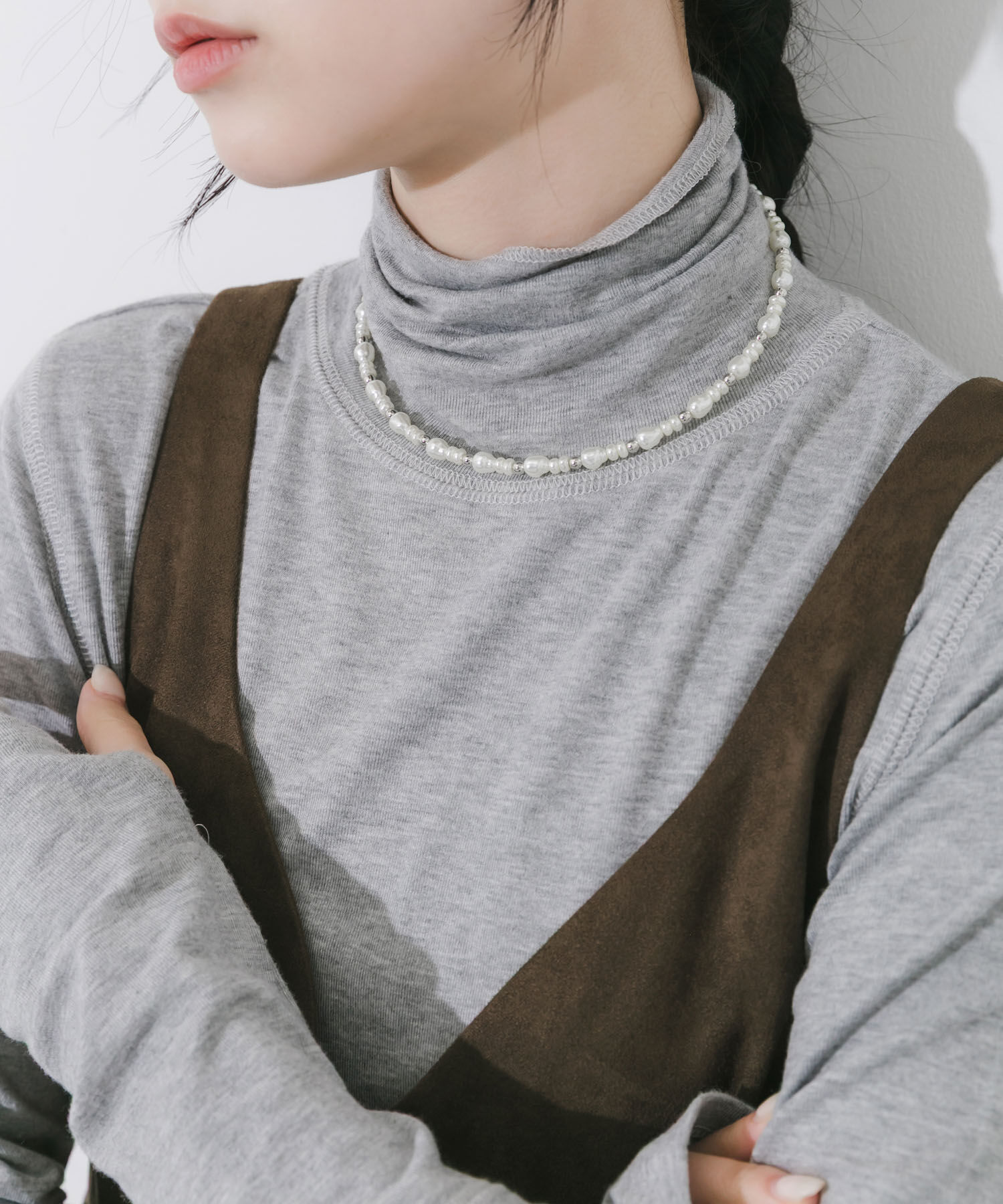 SMELLY「パールメタルビーズネックカフ」|ネックレス|