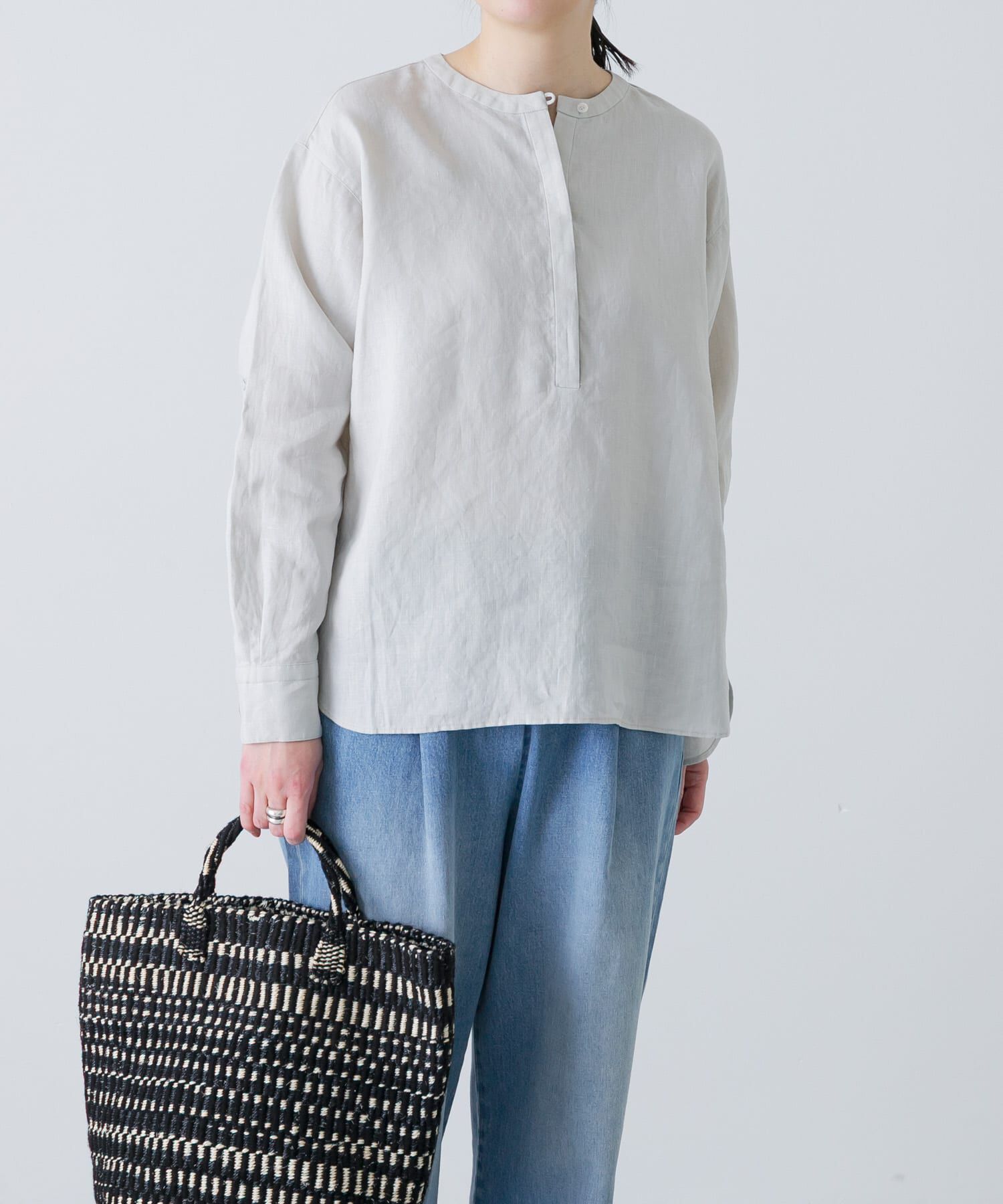 かぐれ「リネンヘンリーワイドシャツ」|シャツ・ブラウス|