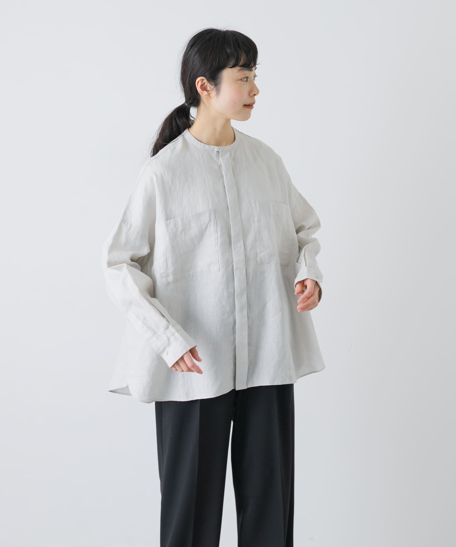 かぐれ「リネンダブルポケットワイドシャツ」|シャツ・ブラウス|