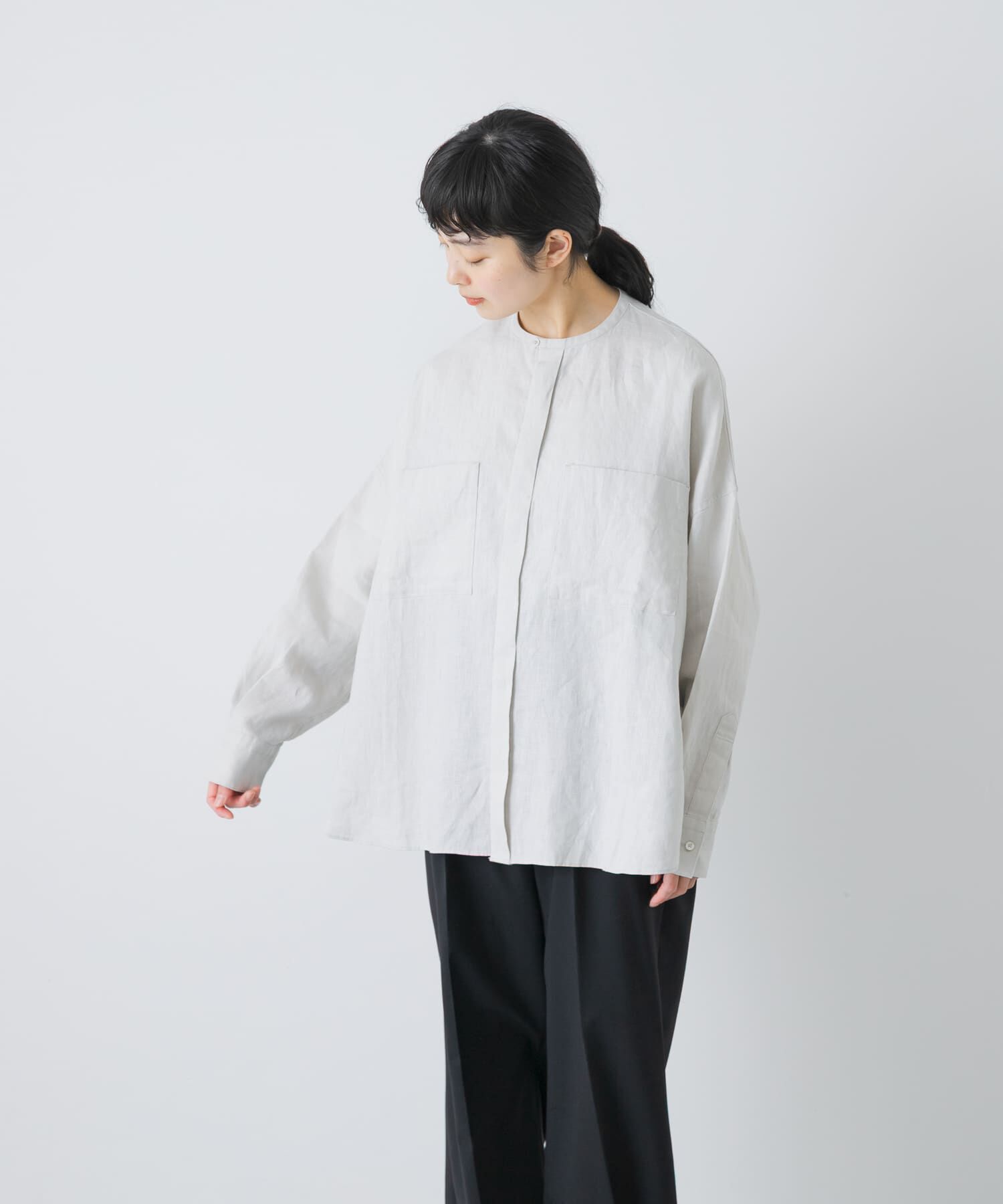 かぐれ「リネンダブルポケットワイドシャツ」|シャツ・ブラウス|