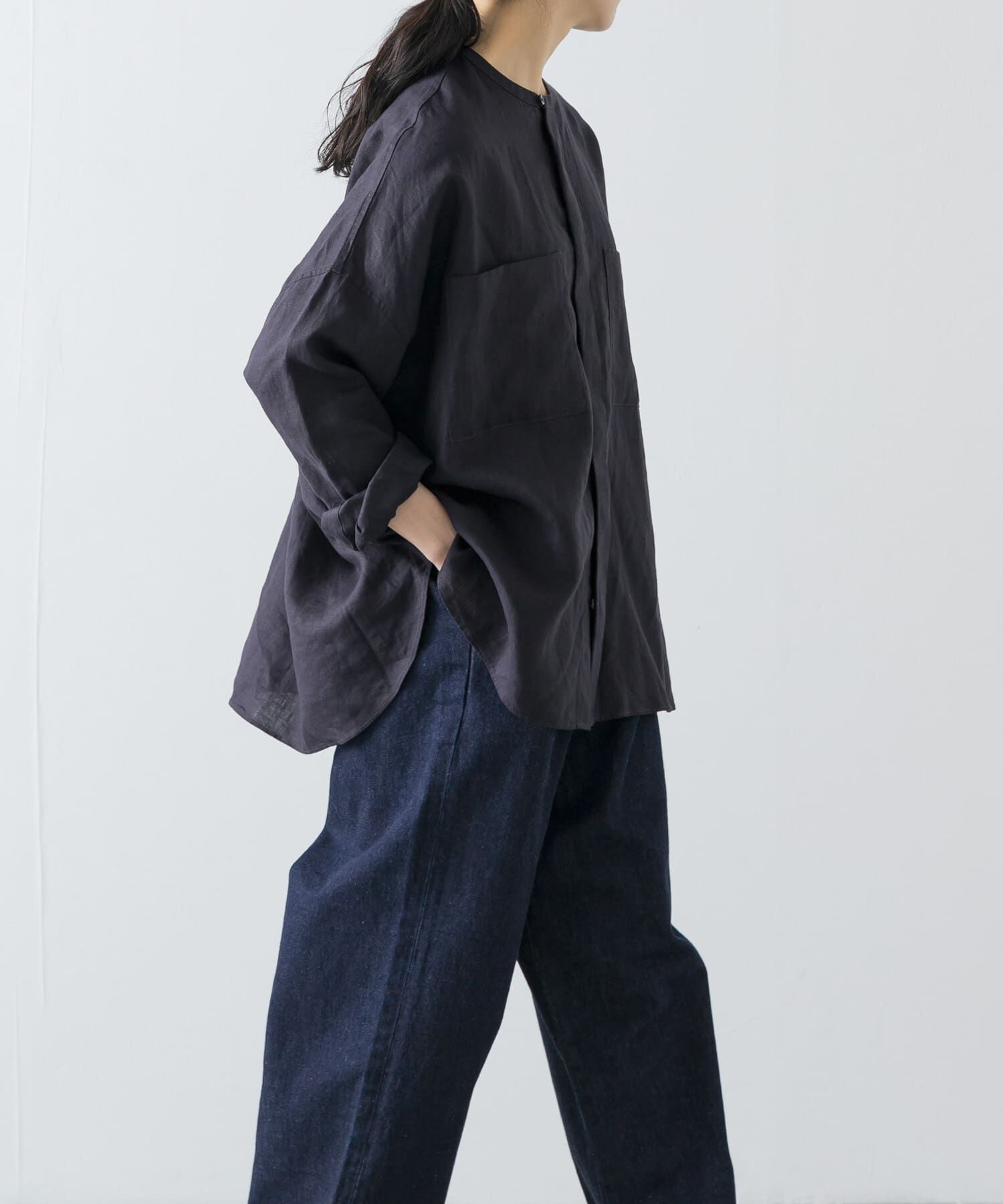 かぐれ「リネンダブルポケットワイドシャツ」|シャツ・ブラウス|