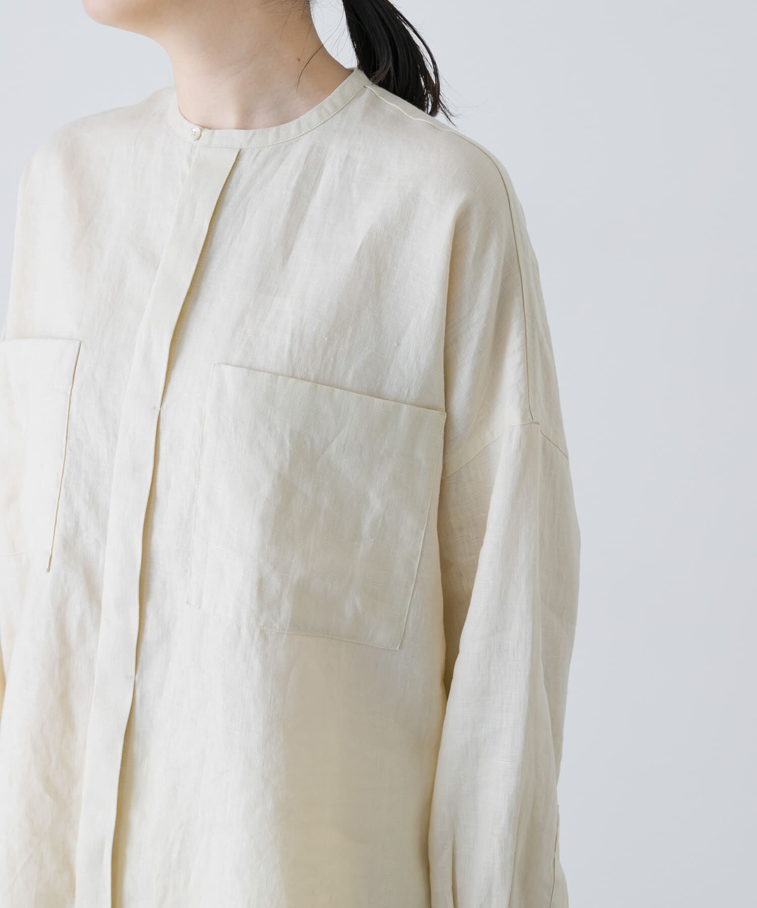 かぐれ「リネンダブルポケットワイドシャツ」|シャツ・ブラウス|