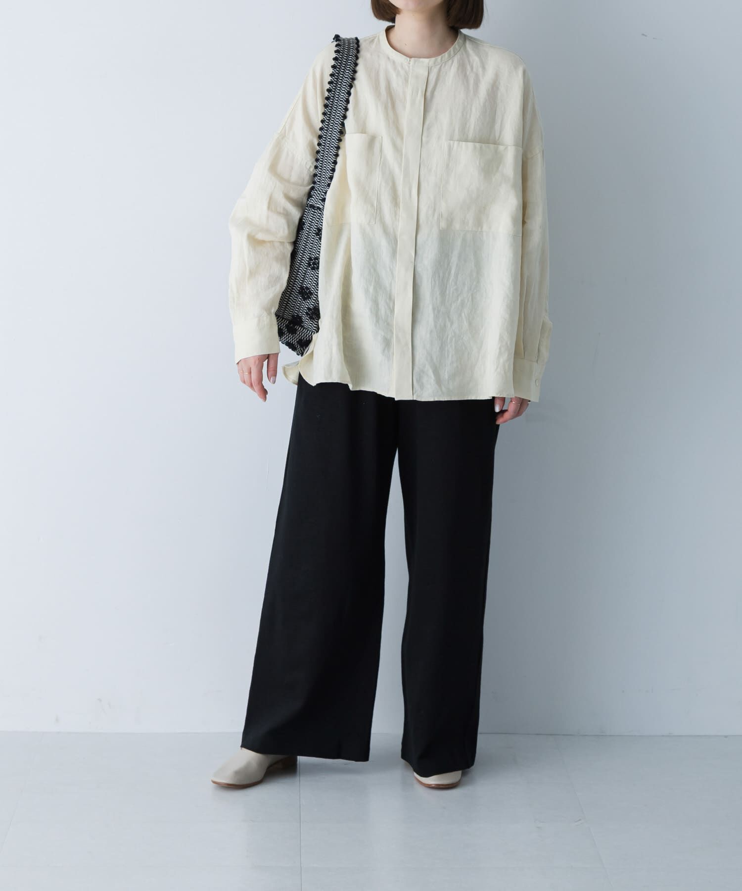 かぐれ「リネンダブルポケットワイドシャツ」|シャツ・ブラウス|