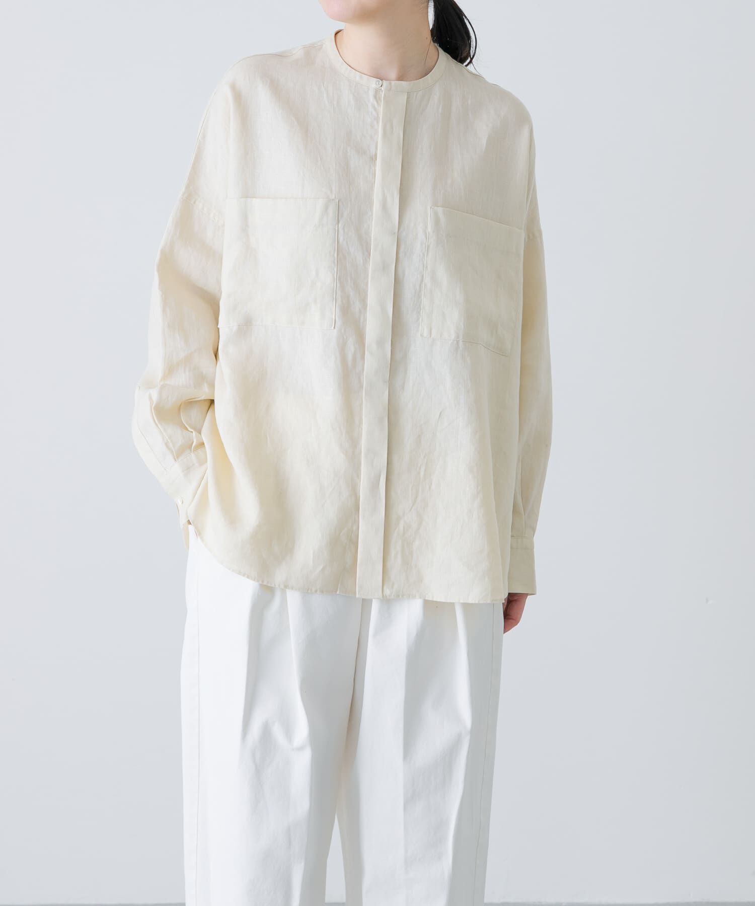 かぐれ「リネンダブルポケットワイドシャツ」|シャツ・ブラウス|