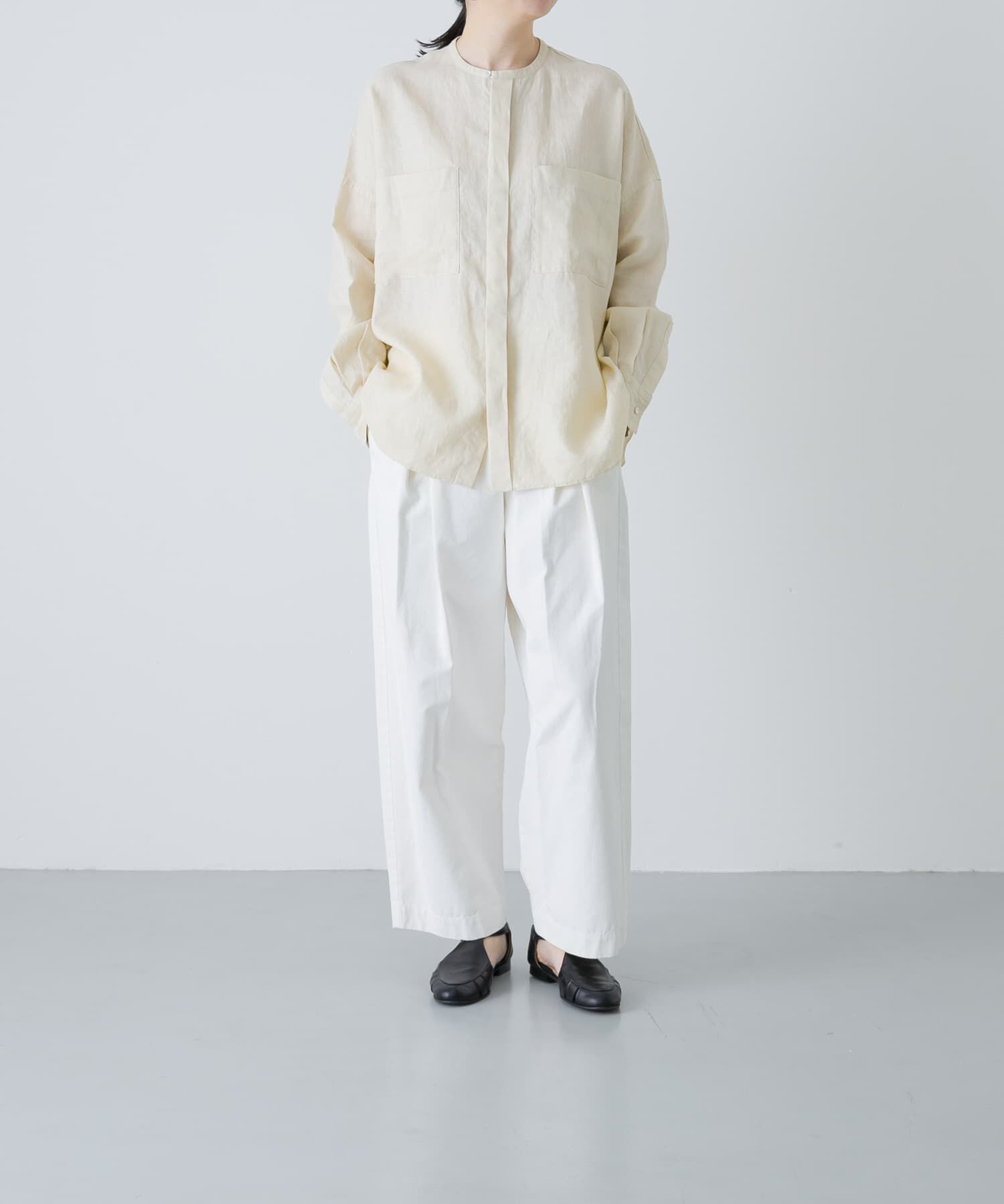 かぐれ「リネンダブルポケットワイドシャツ」|シャツ・ブラウス|