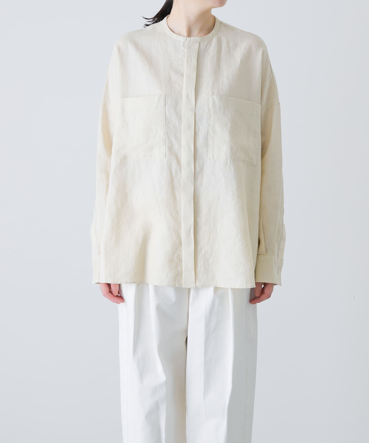 かぐれ「リネンダブルポケットワイドシャツ」|シャツ・ブラウス|