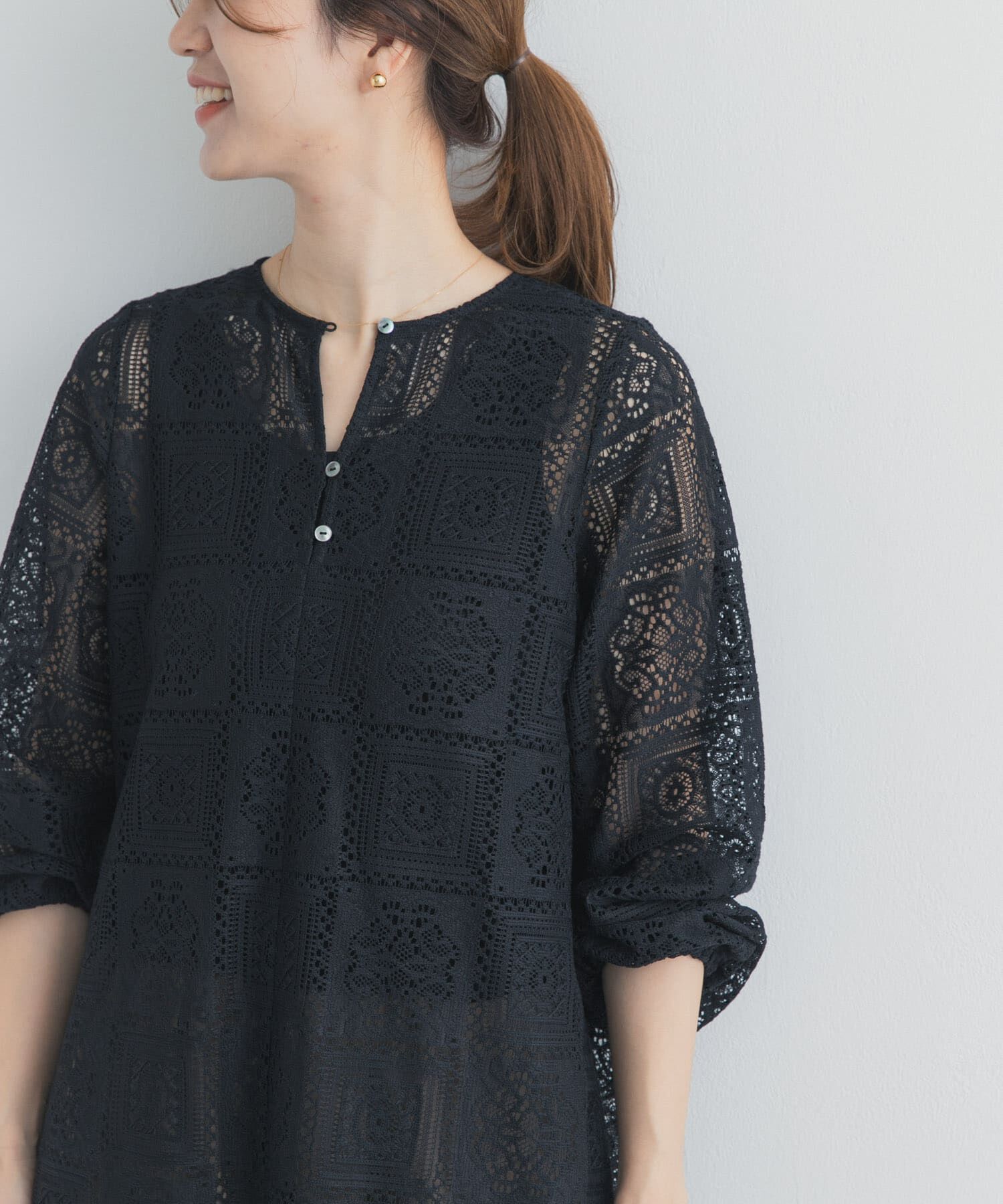 URBAN RESEARCH DOORS「レースワンピース」|ワンピース|ブラック