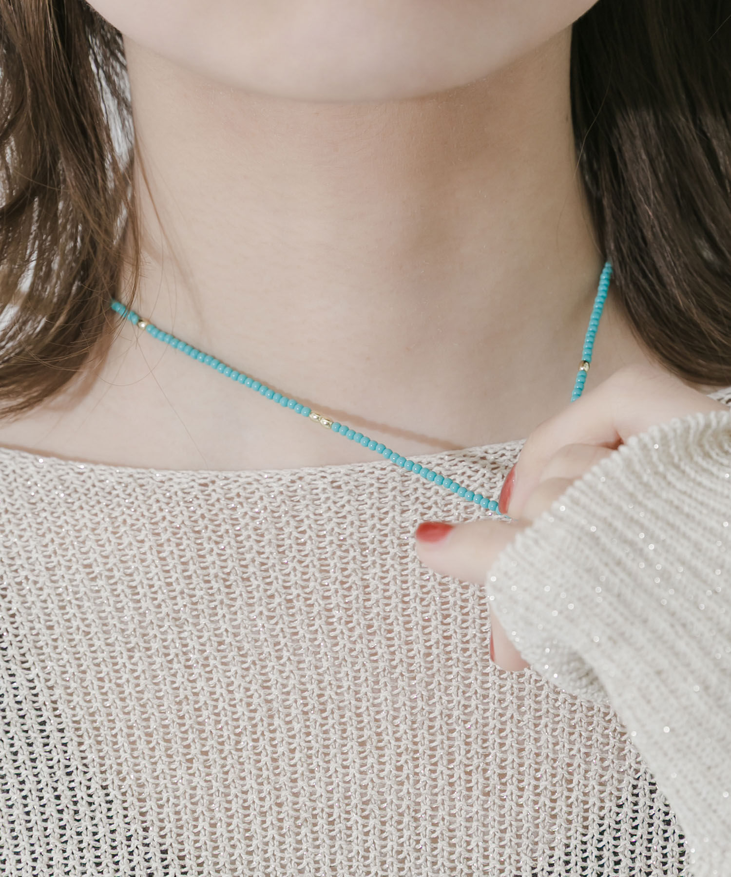 SMELLY「ターコイズカラービーズネックレス」|ネックレス|