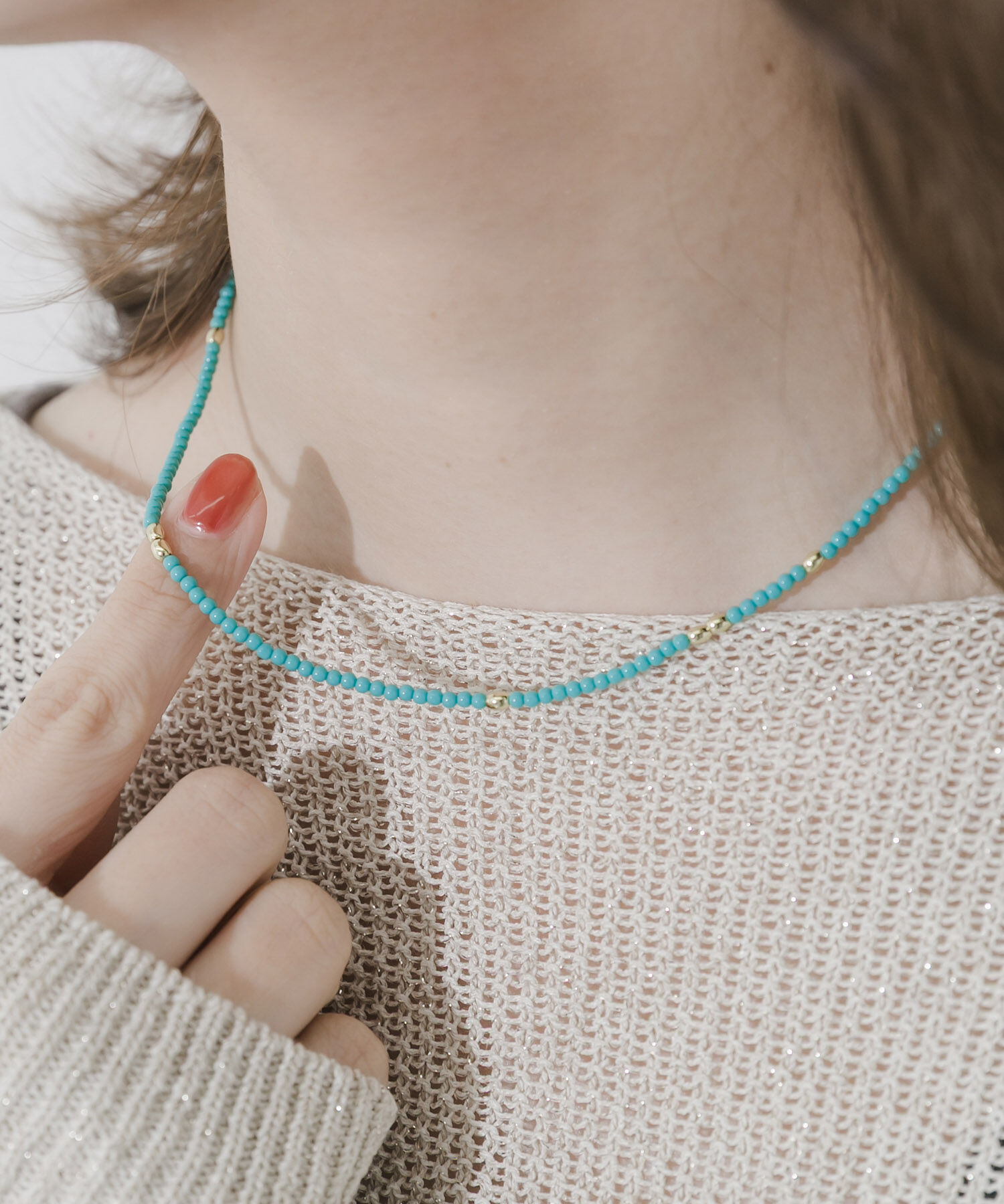 SMELLY「ターコイズカラービーズネックレス」|ネックレス|