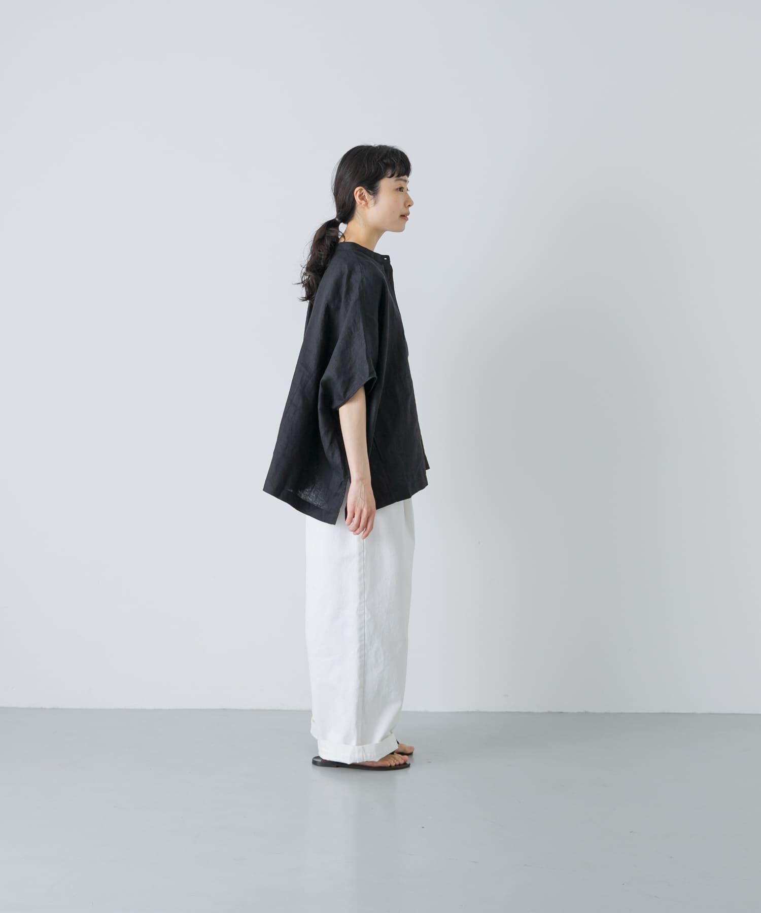 かぐれ「リネンスクエアケープシャツ」|シャツ・ブラウス|