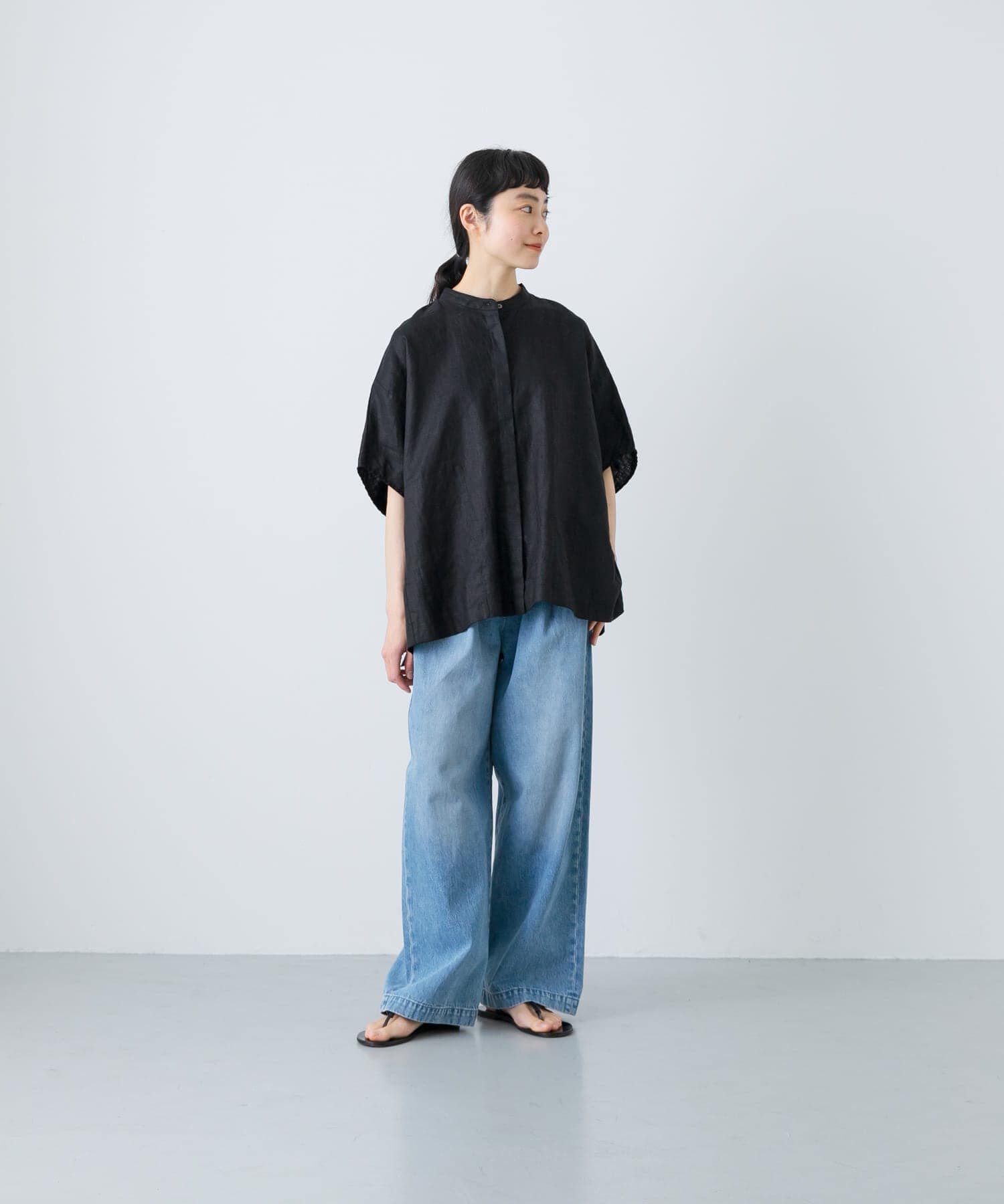 かぐれ「リネンスクエアケープシャツ」|シャツ・ブラウス|