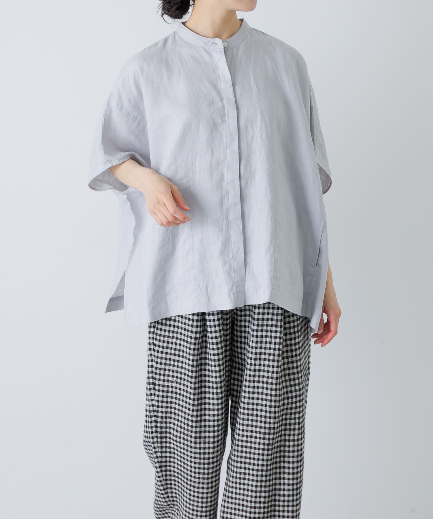 かぐれ「リネンスクエアケープシャツ」|シャツ・ブラウス|