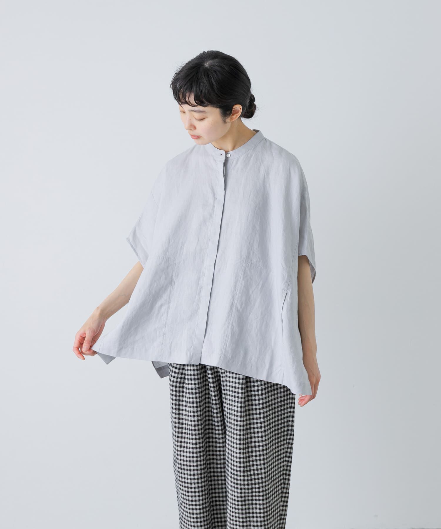 かぐれ「リネンスクエアケープシャツ」|シャツ・ブラウス|