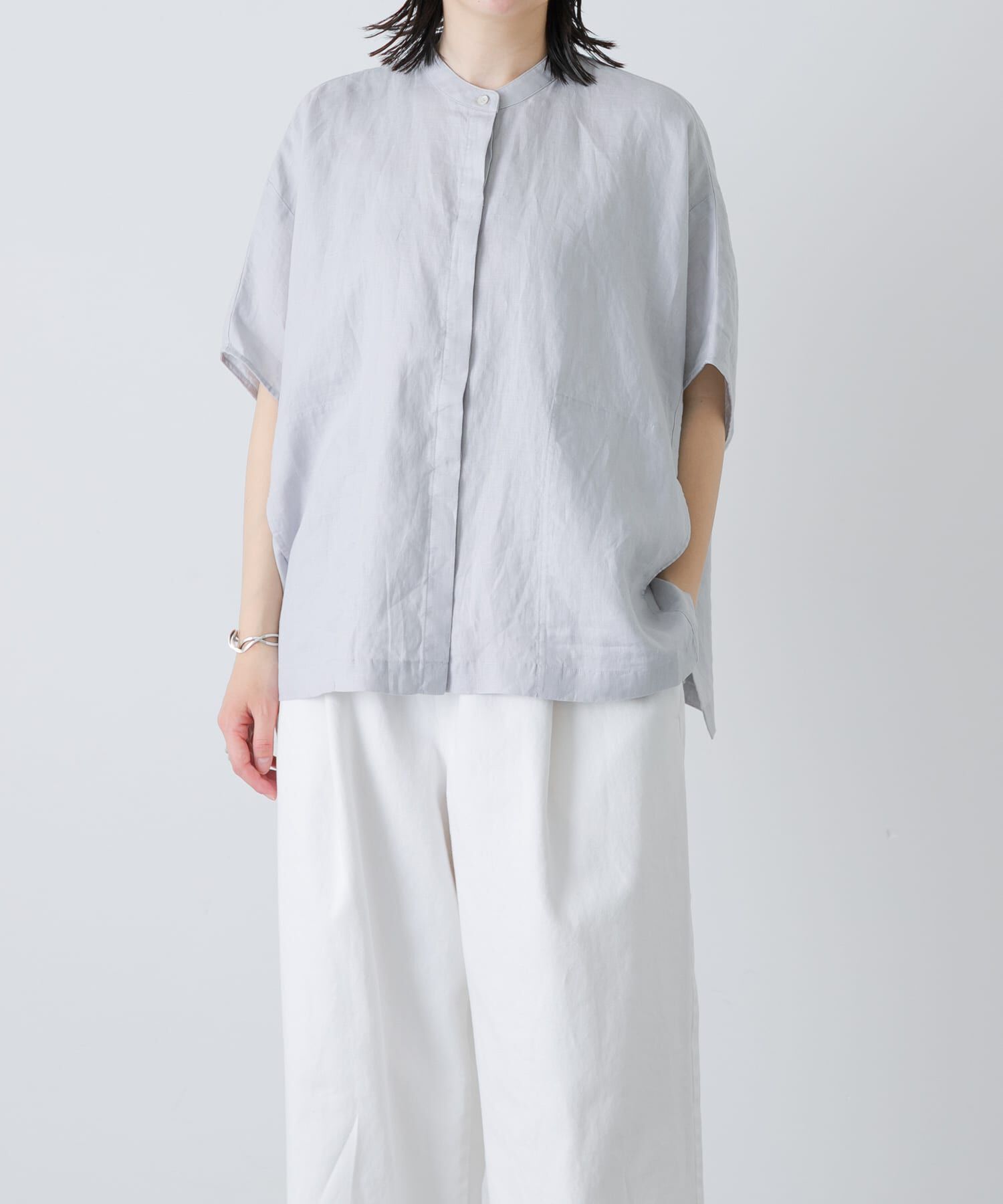 かぐれ「リネンスクエアケープシャツ」|シャツ・ブラウス|