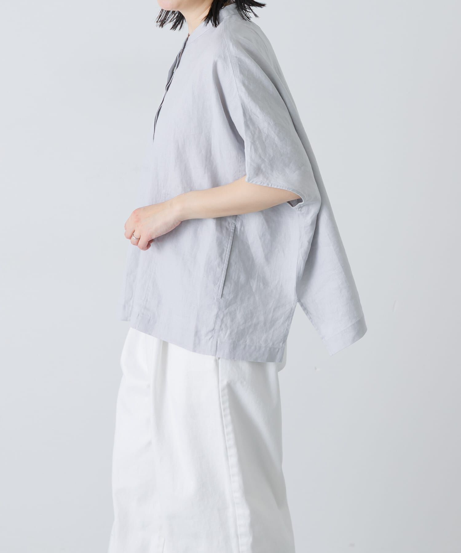 かぐれ「リネンスクエアケープシャツ」|シャツ・ブラウス|