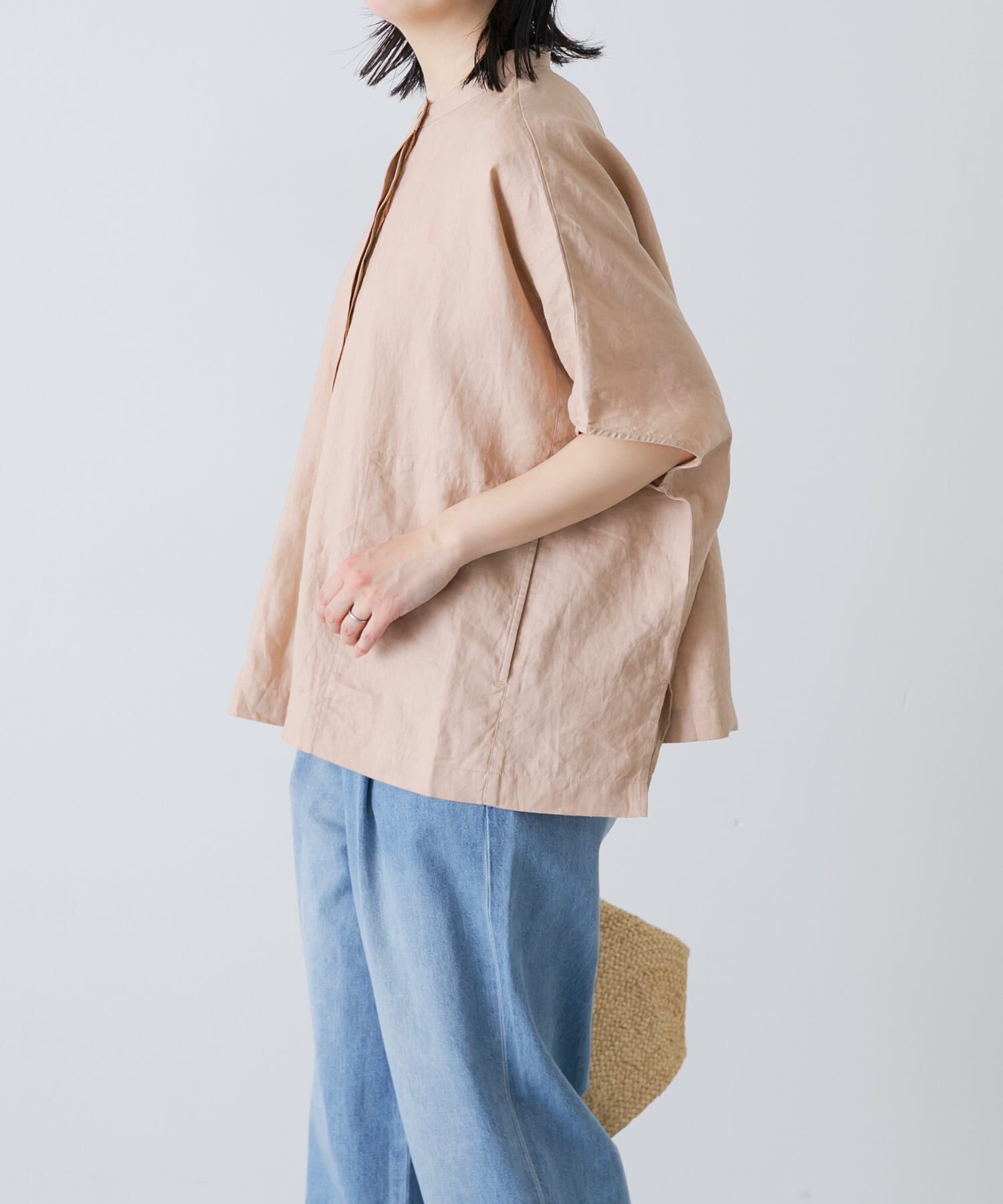 かぐれ「リネンスクエアケープシャツ」|シャツ・ブラウス|