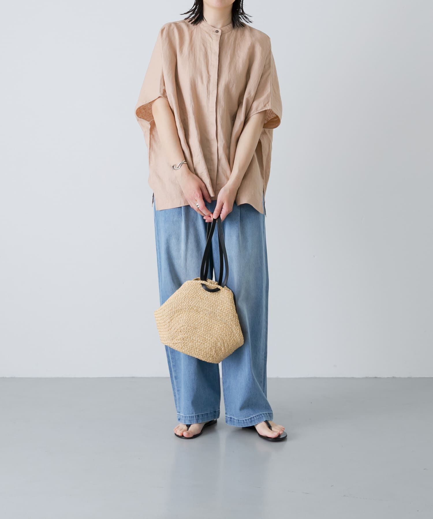 かぐれ「リネンスクエアケープシャツ」|シャツ・ブラウス|