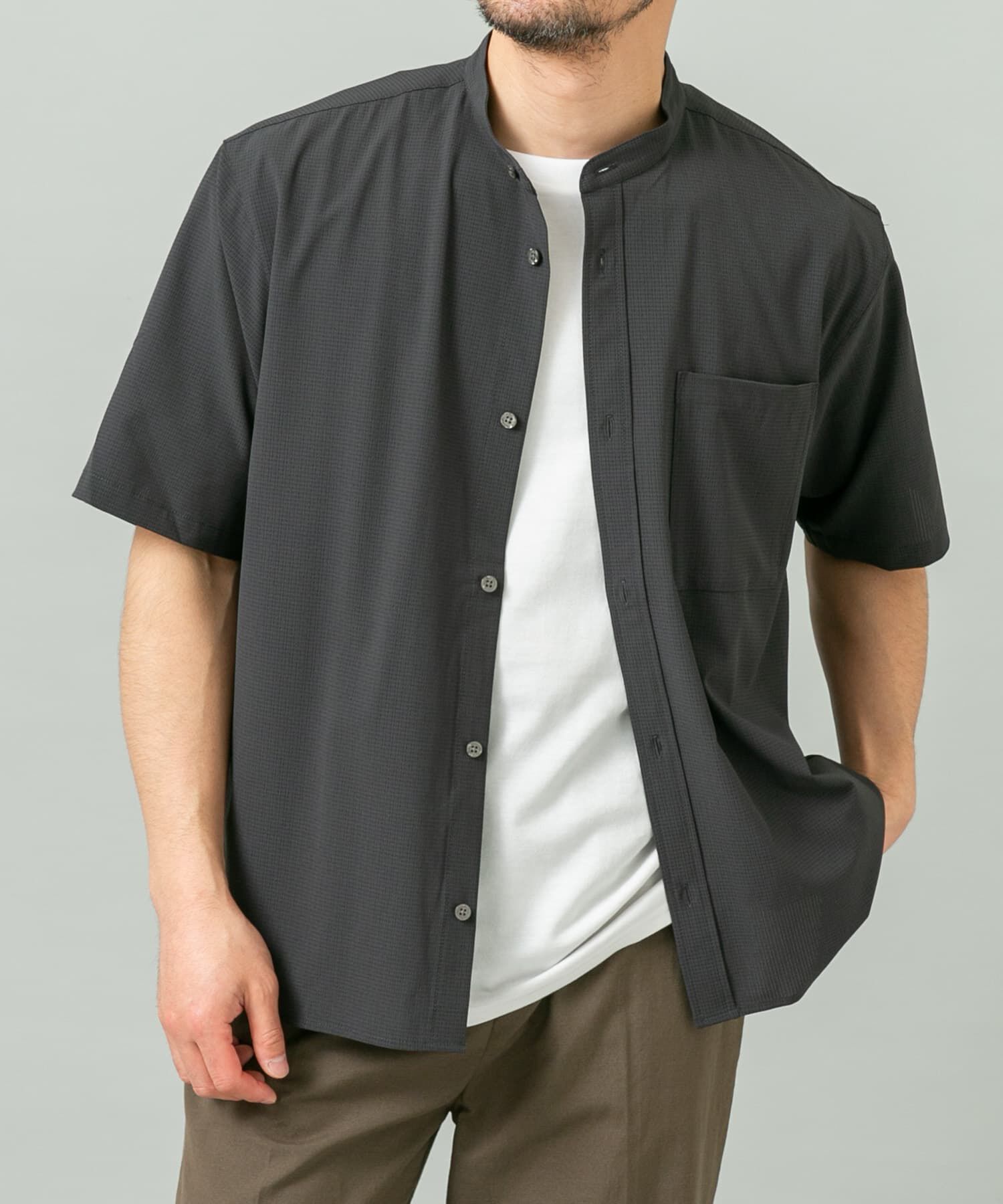 URBAN RESEARCH ROSSO「『WEB限定』『XLサイズあり』『吸水速乾』Air Stretch バンドカラーシャツ」|シャツ・ブラウス|