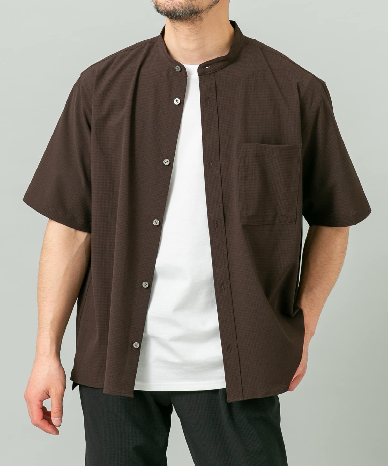 URBAN RESEARCH ROSSO「『WEB限定』『XLサイズあり』『吸水速乾』Air Stretch バンドカラーシャツ」|シャツ・ブラウス|